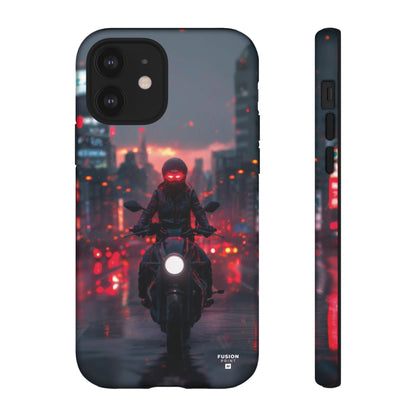 Futuristic Biker in the City Phone Case