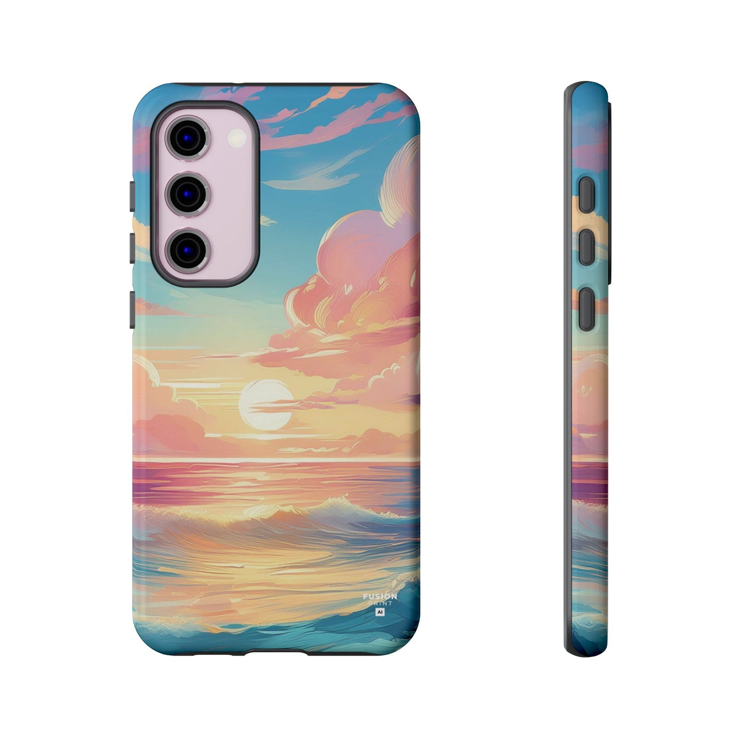 Pop Art Pastel Sky with Clouds Above the Ocean Phone Case