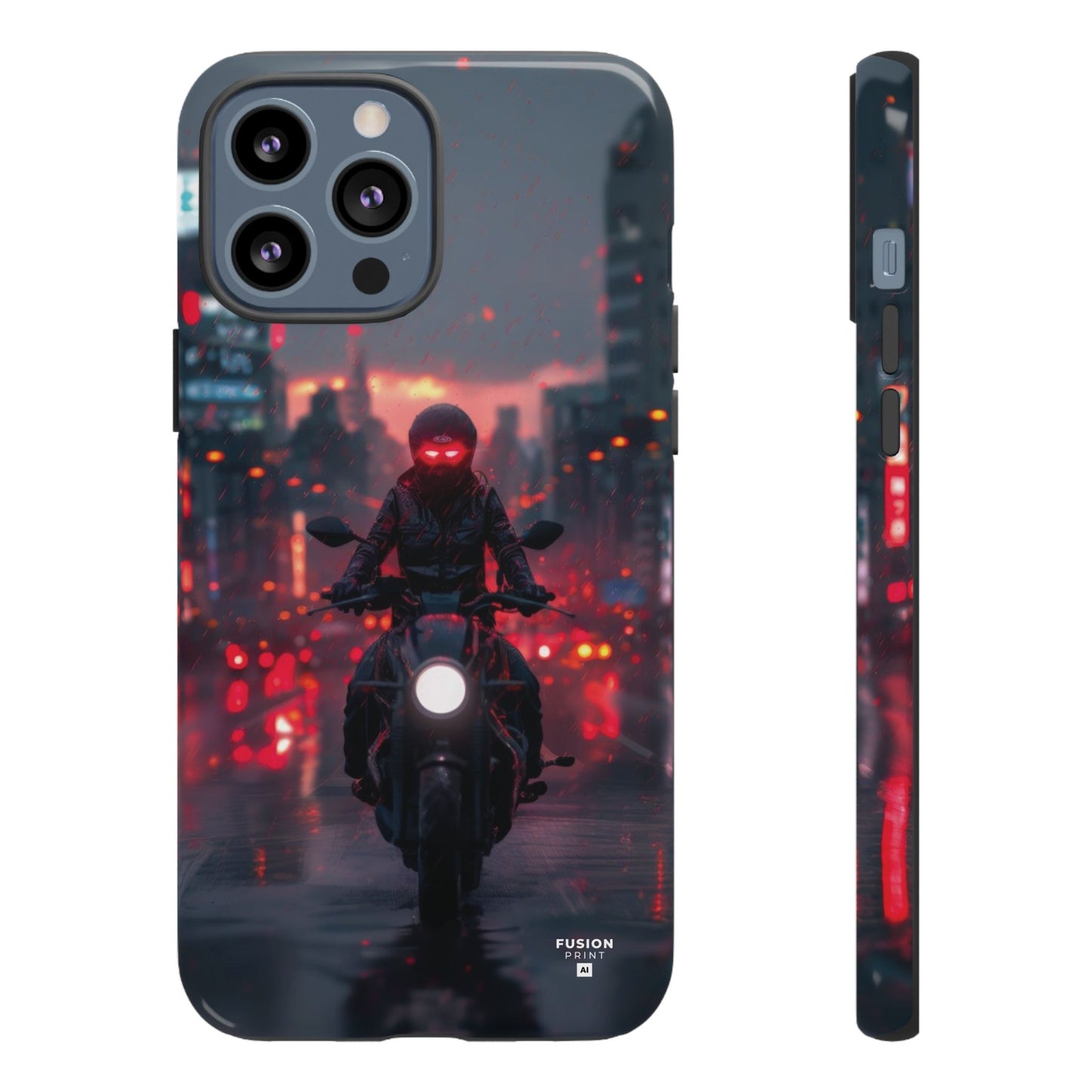 Futuristic Biker in the City Phone Case