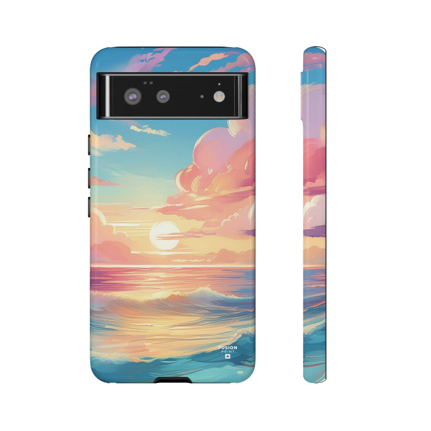 Pop Art Pastel Sky with Clouds Above the Ocean Phone Case