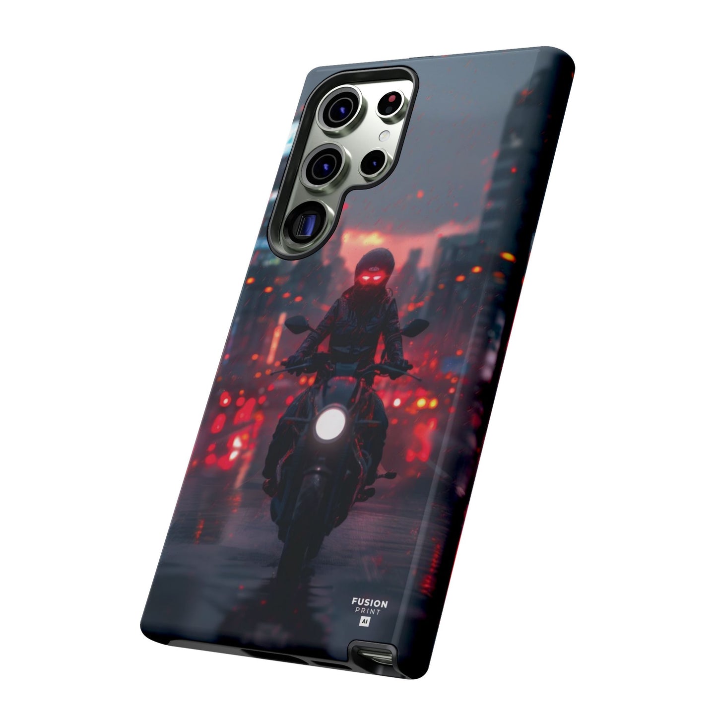 Futuristic Biker in the City Phone Case