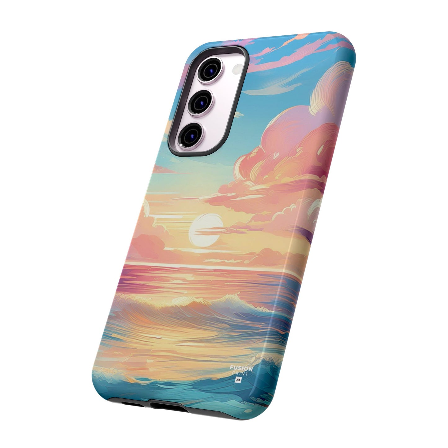 Pop Art Pastel Sky with Clouds Above the Ocean Phone Case