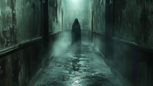 Digital Art Download - Ghostly Figure in Long, Dark Wet Hallway