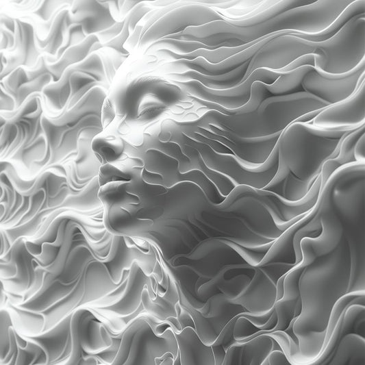 Digital Art Download - Woman's Face in Waves of White Texture