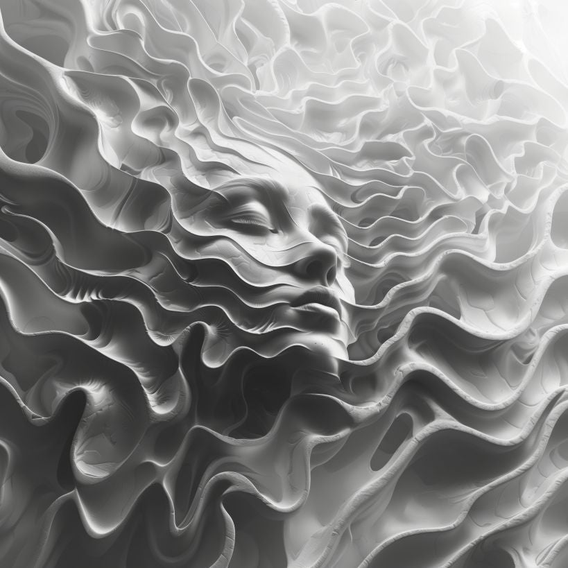 Digital Art Download - Woman's Face in Waves of White Texture - Version 2