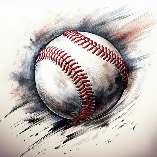 Digital Art Download - Baseball Ink Drawing