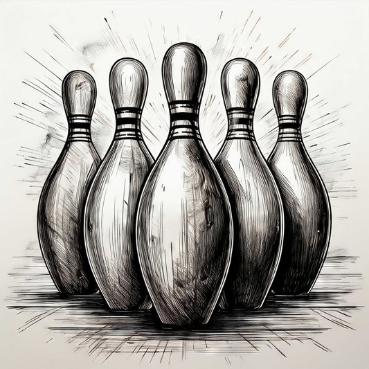 Digital Art Download - Bowling Pins Ink Drawing