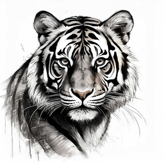 Digital Art Download - Tiger Ink Drawing