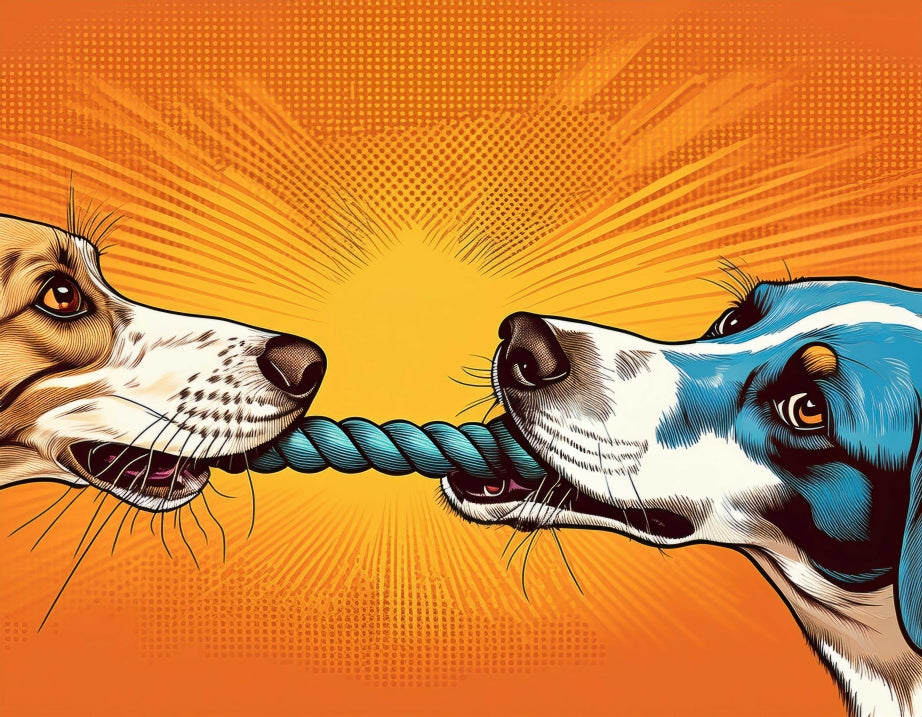 Digital Art Download - Pop Art Dog Tug-A-War with Rope