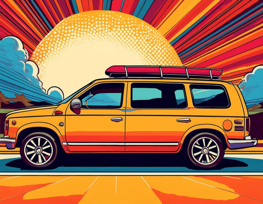 Digital Art Download - Pop Art Station Wagon on Roadtrip