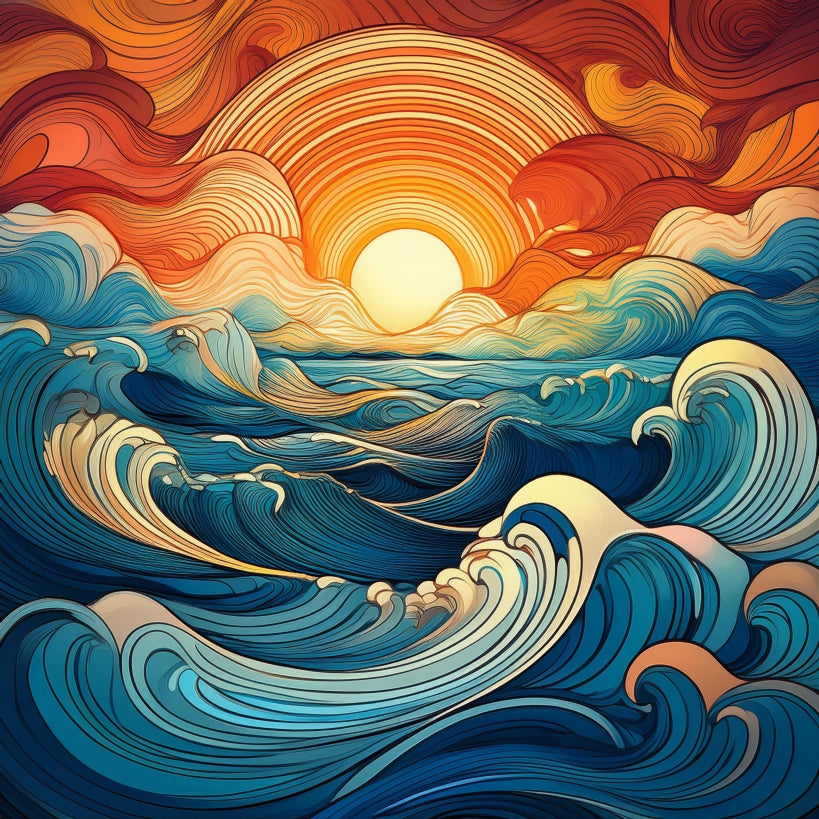 Digital Art Download - Pop Art Ocean & Sunset