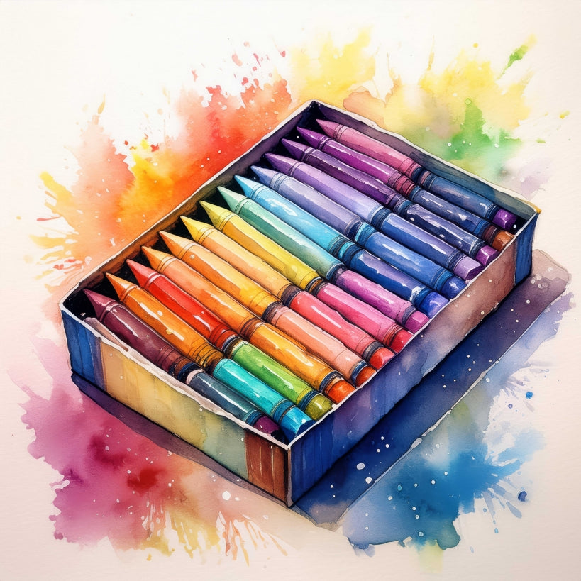 Digital Art Download - Watercolor Box of Crayons