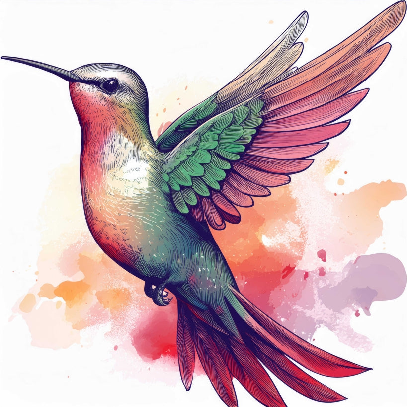 Digital Art Download - Watercolor Hummingbird