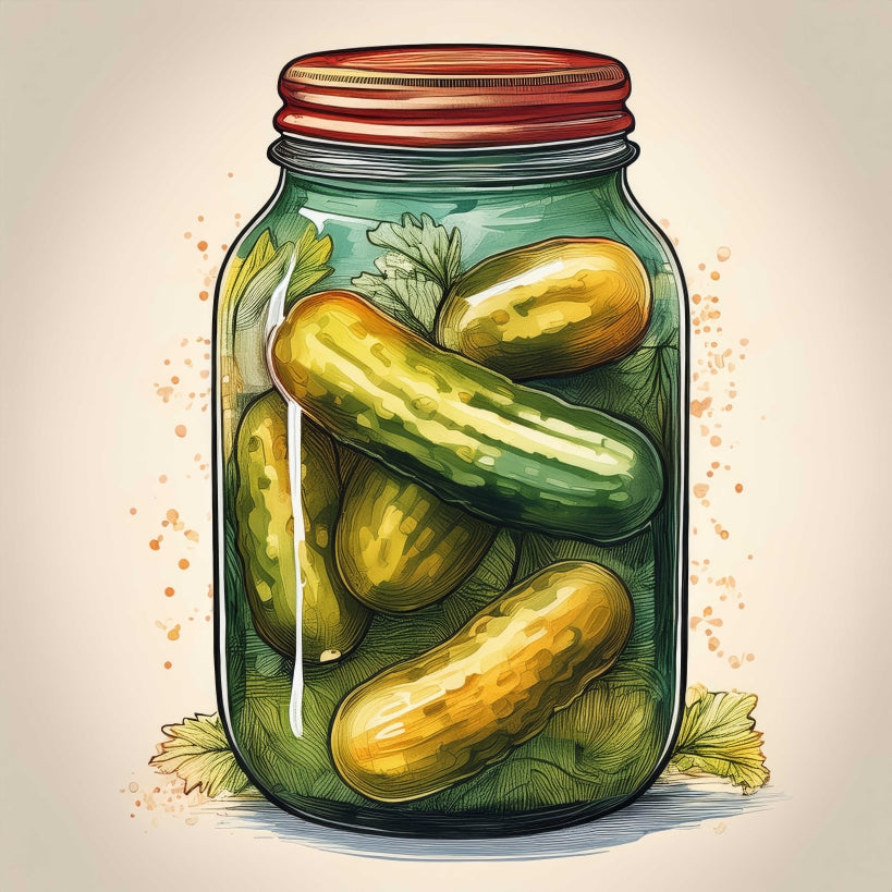 Digital Art Download - Watercolor Jar of Pickles