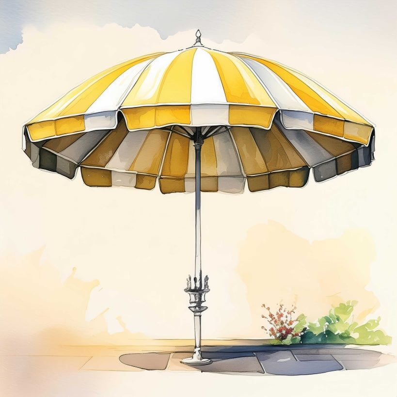 Digital Art Download - Watercolor Vintage Patio Umbrella