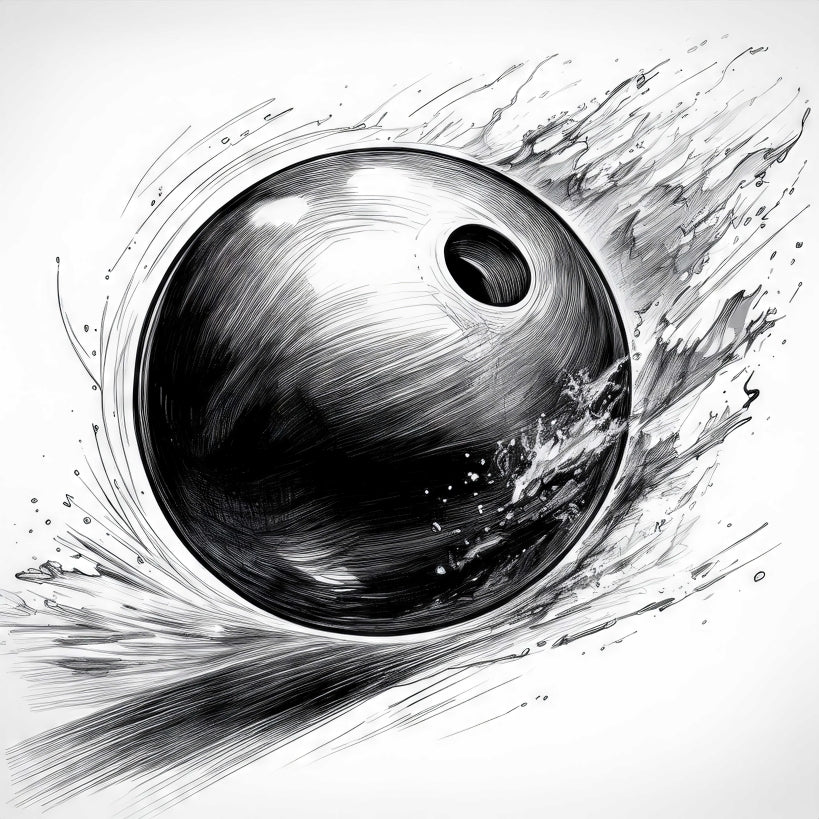 Digital Art Download - Bowling Ball Ink Drawing