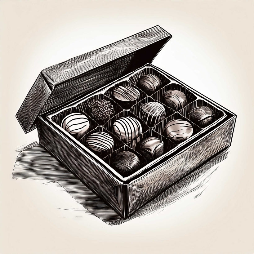 Digital Art Download - Box of Chocolates Ink Drawing