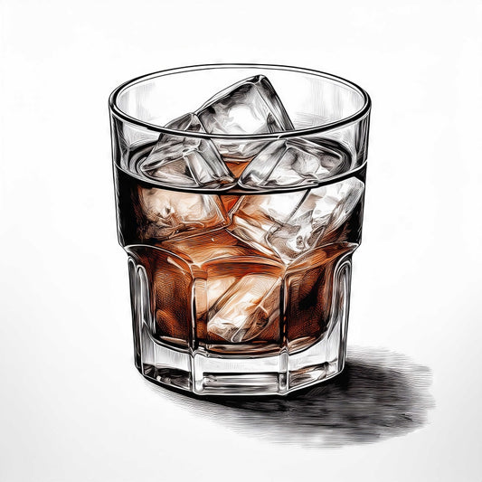 Digital Art Download - Cocktail Glass with Ice Ink Drawing