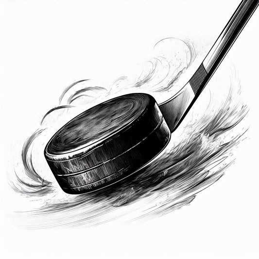 Digital Art Download - Hockey Puck & Stick Ink Drawing