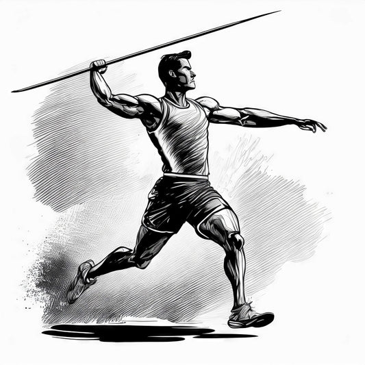 Digital Art Download - Javelin Thrower Ink Drawing