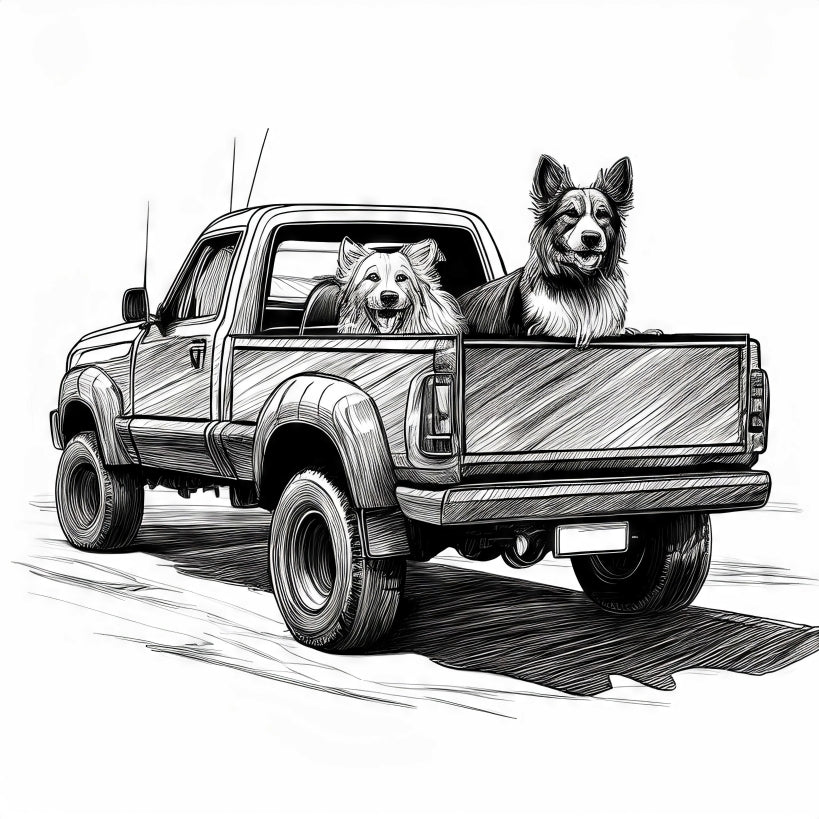 Digital Art Download - Truck bed with Dogs