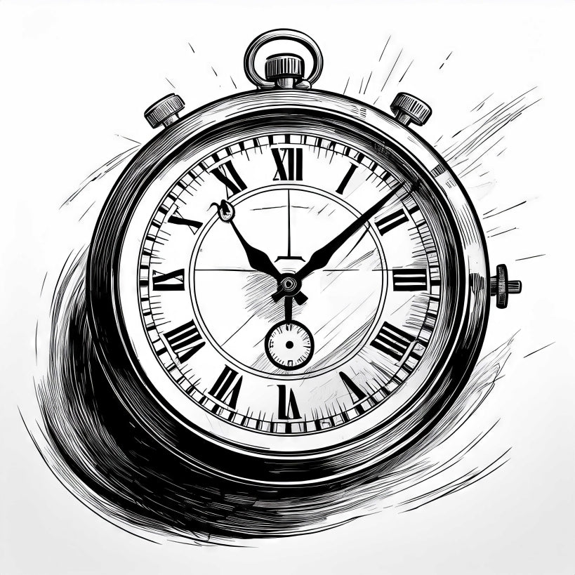 Digital Art Download - Pocketwatch Ink Drawing