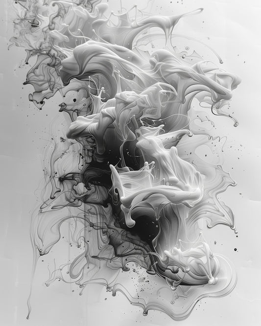 Digital Art Download - White Ink Waves