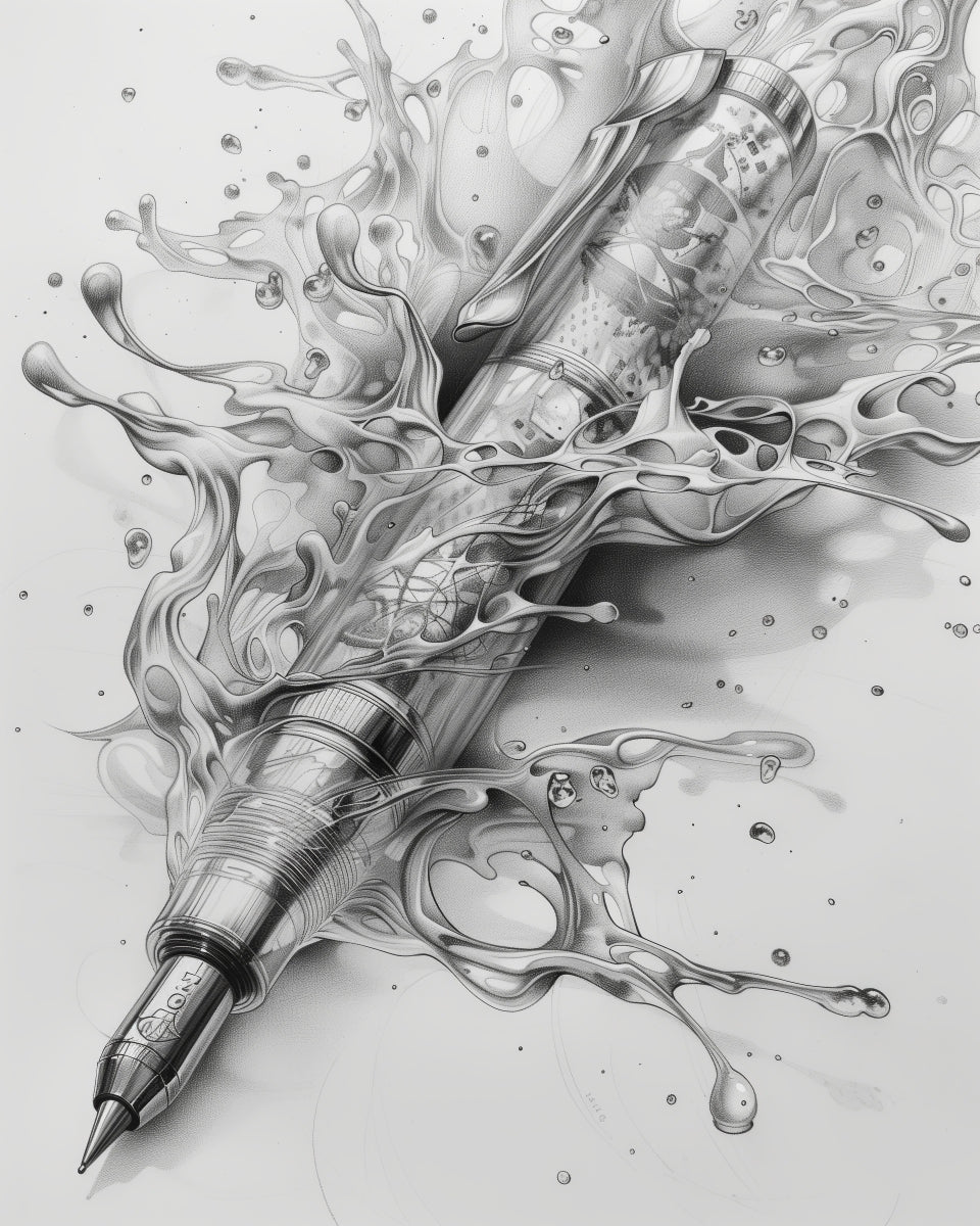 Digital Art Download - Classic Ink Pen Bursts with Creativity