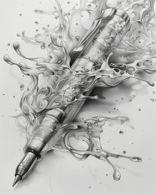 Digital Art Download - Classic Ink Pen Bursts with Creativity