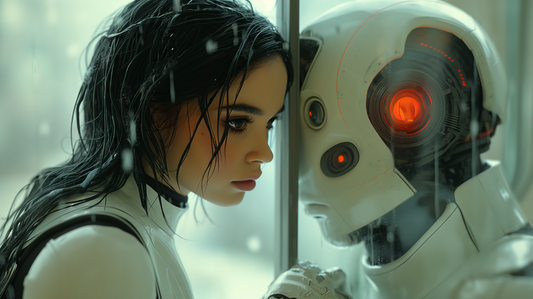 Digital Art Download - Human Sees Reflection of Robot