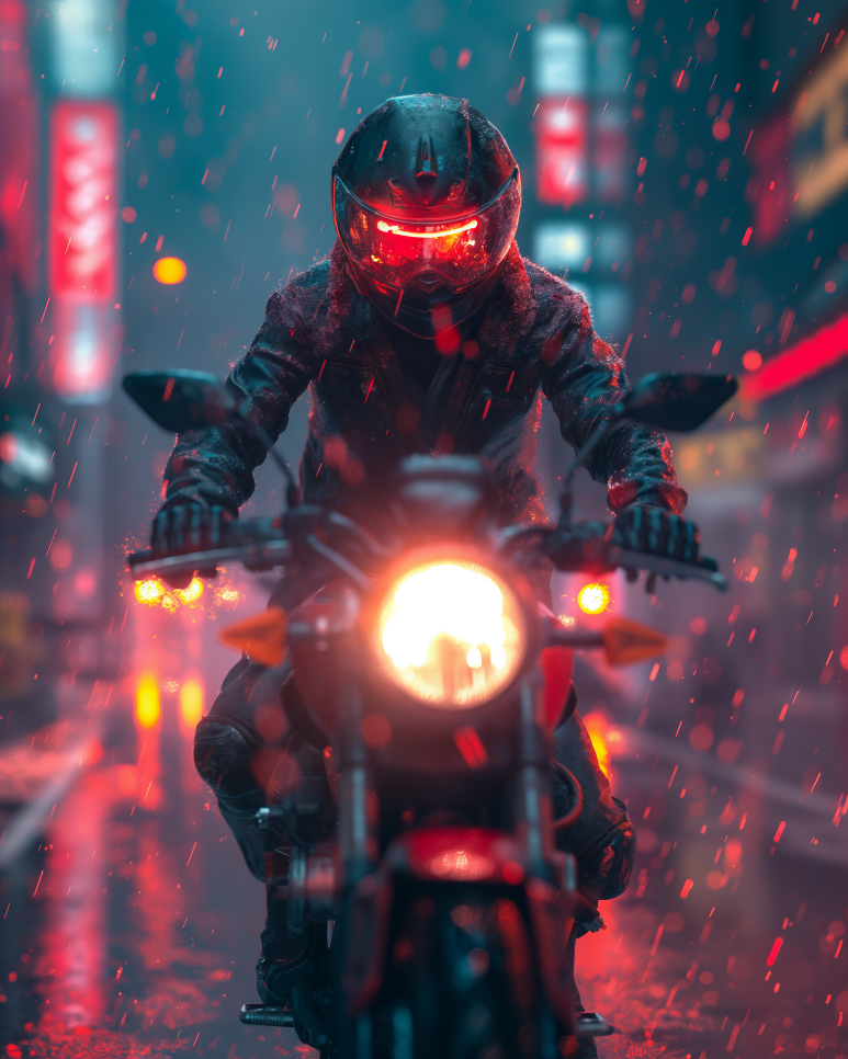 Digital Art Download - Cyberpunk Motorcycle Rider